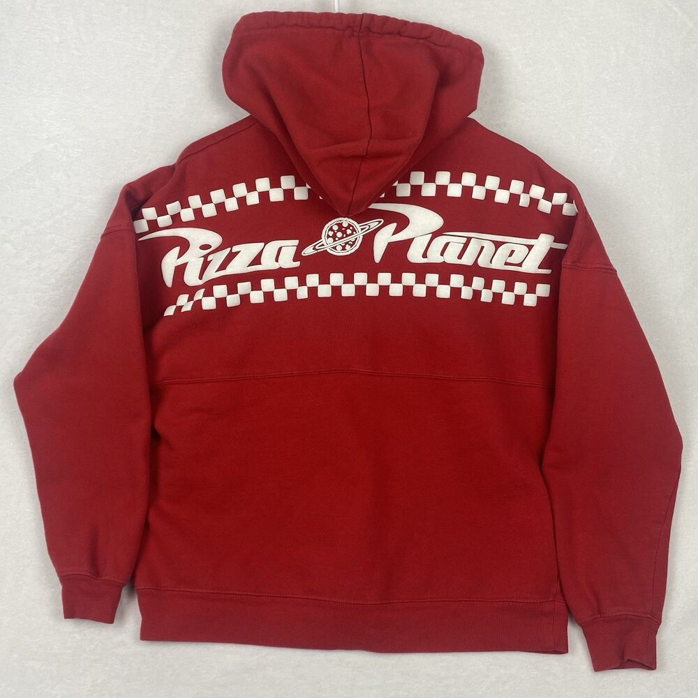 Disney Spirit Jersey Pizza Planet Zip Up Sweater Adult Medium Red Hooded
